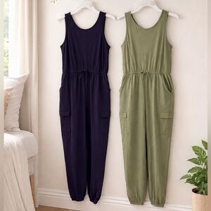 Two cute rompers
Olive green and navy blue